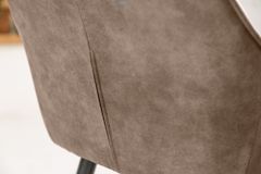 Edler Barhocker TURIN vintage taupe mit Ziersteppung Barstuhl mit Armlehne