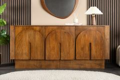Design Sideboard ARCADIA 160cm braun Mangoholz mit Bogenfront