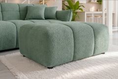Moderner Hocker CLOUD 100cm salbei Bouclé Federkern Fußhocker Sitzhocker