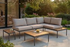 Outdoor Lounge MOBILE MODULAR anthrazit hellgrau Garten-Sitzgruppe inkl. Tisch und Kissen