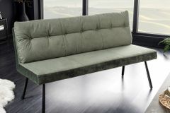 Gepolsterte Sitzbank BIG GEORGE 160cm grün Samt Strukturstoff Taschenfederkern schwarz