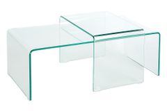 Hochwertiges 2er Set Glas Couchtisch FANTOME 100cm transparent