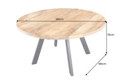 Massiver Esstisch IRON CRAFT 140cm natur rund Mangoholz Metall Industrial Design