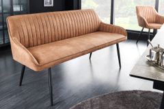 Design Sitzbank TURIN 160cm braun schwarz Metallbeine mit Armlehne