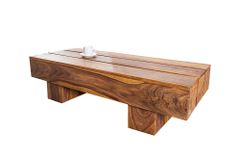 Massivholz Design Couchtisch BOLT 100cm braun Sheesham stone finish