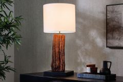 Design Tischlampe ROUSILIQUE 60cm natur weiß rund Treibholz handgearbeitet