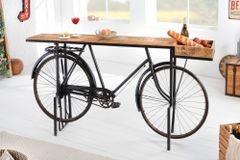 Retro Konsolentisch BICYCLE 195cm Mangoholz Fahrrad Bartisch Upcycling