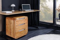 Massiver Rollcontainer CUBUS 60cm braun Akazienholz honey finish drei Schubladen