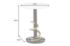 Runder Beistelltisch WILDLIFE SNAKE 55cm weiß Marmor gold schwarz Schlange Skulptur
