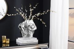 Handgefertigte Vase LIQUID 30cm silber Metall Hammerschlag Design