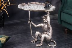 Design Beistelltisch WILDLIFE MONKEY 60cm silber Metall handmade