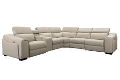 Multifunktionales Ecksofa PRIME 300cm beige Kunstleder Relaxfunktion Getränkehalter
