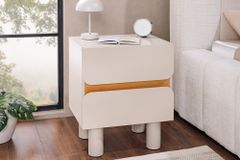 Design Nachtschrank COSMO 60cm cashmere weiß Eiche zwei Schubladen