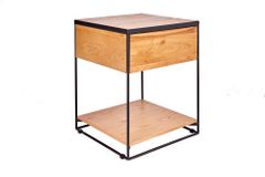 Moderner Beistelltisch SCORPION 50cm Wildeichen-Design Metall Nachttisch mit Schublade