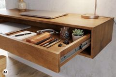 Hängender Konsolentisch PURE 100cm braun Mangoholz honey finish Schreibtisch Stauraum