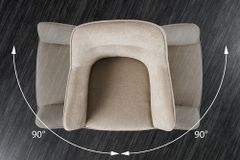 Drehbarer Stuhl VERONA champagner beige Samt Strukturstoff mit Armlehne Metallbeine schwarz