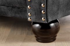 Barocker Sessel CHESTERFIELD grau Samt Federkern mit Knopfheftung