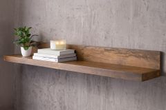 Massives Wandregal MAKASSAR 80cm braun Mangoholz honey finish handmade