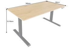 Höhenverstellbarer Schreibtisch OAK DESK 140cm natur Eiche-Design schwarzes Metallgestell