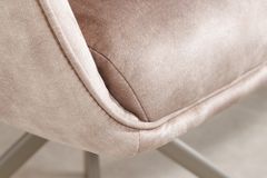 Drehbarer Design Stuhl CONCORD champagner greige Samt Taschenfederkern Metallgestell greige