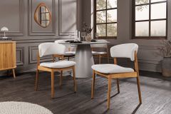 Design Stuhl VALHALLA WOOD natur Eiche Massivholz creme Strukturstoff