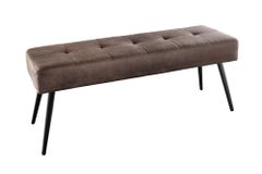 Design Sitzbank BOUTIQUE 100cm antik braun Microfaser schwarze Metallbeine Polsterbank