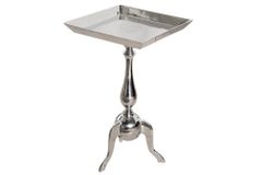 Filigraner Beistelltisch TRAYFUL 55cm silber Aluminium Tablett-Tisch