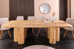 Massiver Esstisch ART DECO 240cm natur Mangoholz mit Säulenfüßen