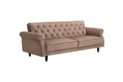 Schlafsofa MAISON BELLE AFFAIRE 220cm greige Vogue Seiden Samtstoff 3-Sitzer