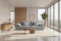 Stilvolles Big Sofa SOHO 260cm grau Chenille 4-Sitzer Couch mit Wellenunterfederung