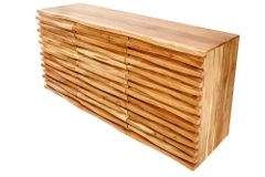 Massivholz Sideboard RELIEF 160cm Akazie Kommode mit Schubladen aufwändige Front