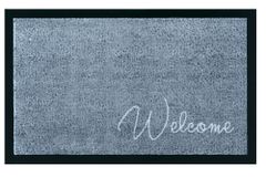 Strapazierfähige Fußmatte CLEAN WELCOME 75x45cm blau grau Fußabtreter Modern Design
