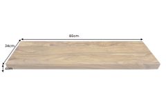 Massives Wandregal PURE 80cm braun stone finish Sheeshamholz Steckregal