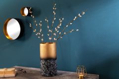 Dekorative Vase ABSTRACT 30cm gold Metall Patina handmade