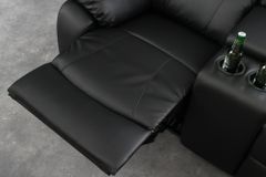 Exklusiver 2er Kinosessel HOLLYWOOD 190cm schwarz mit Liegefunktion und Getränkehalter
