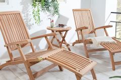Wetterfester Beistelltisch EMPIRE TEAK 50cm Massivholz rund klappbar Outdoor Gartentisch