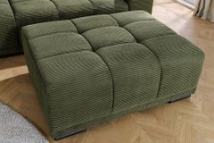 Moderner Hocker ELEGANCIA 110cm grün Cord mit Ziersteppung