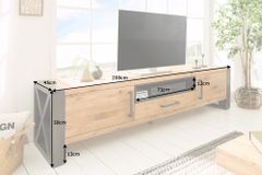 Massives TV-Board THOR 200cm Wild Eiche geölt Lowboard im Industrial Design
