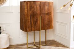 Design Highboard GATSBY 125cm braun mattgold Mangoholz Retro