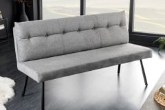 Moderne Sitzbank BIG GEORGE 160cm grau Samt Strukturstoff Taschenfederkern Metall