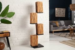 Handgefertigte Stehlampe EUPHORIA 154cm Longan-Holz mit vier Schirmen