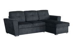 Ecksofa mit Schlaffunktion APARTMENT beidseitig aufbaubar grau Strukturstoff inkl. Stauraum