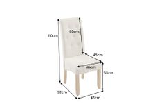 Design Stuhl CASA beige Bouclé Tweed Soft Massivholzbeine Zierknöpfe und Nackenrolle