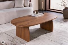 Design Couchtisch SCULPTURA 110cm braun Akazienholz organische Form