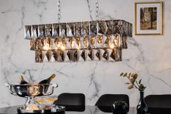 Luxus Hängelampe KRISTALL 90cm edelgrau Design Kronleuchter Glasprismen