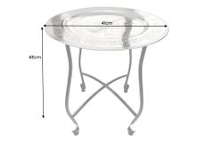 Runder Beistelltisch MARRAKESCH 50cm silber Teetisch abnehmbares Tablett klappbar