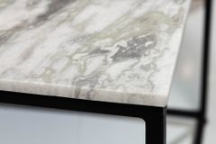 Eleganter Couchtisch ELEMENTS 50cm weiß mit polierter Marmor-Platte