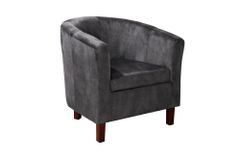 Design Lounge Sessel HEMINGWAY dunkelgrau Samt Armlehnen Cocktailsessel