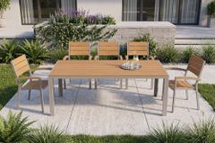 Moderner Gartentisch DESIGNO 205cm natur greige Aluminium wetterfest Outdoor-Esstisch