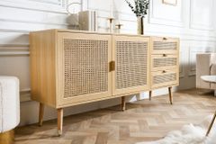 Design Sideboard VIENNA 155cm Wiener Geflecht Rattan Kommode mit Schubladen